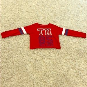 Red blue and white Tommy Hilfiger girls crop top